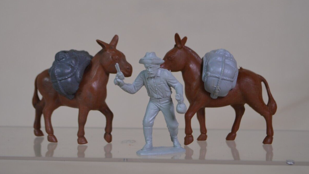 Marx Western Playset 2 Pack Mules and 1 Miner 3 eBay
