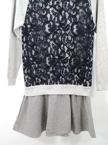 CARVEN PARIS Pullover Mixed Media Blouse Women Small Lace Front Ruffle Steampunk - Picture 2 of 12