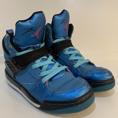 Nike Boys Jordan Flight 45 Blue High Top Lace-Up Basketball Sneaker Shoes US 5