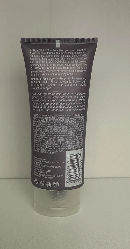 NEXXUS PHYTO ORGANICS CHROMALIFE COLOR LOCK FADE BLOCK CHAMPÚ 3 OZ Foto 2 de 2