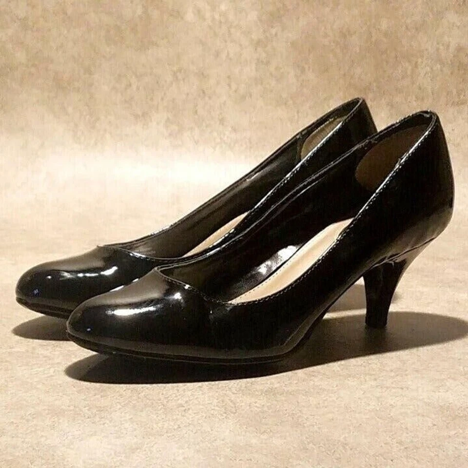 Zapatos de salón Alfani Denny F0115 para mujer talla 7 M charol negro sin cordones 2,5" Foto 4 de 4