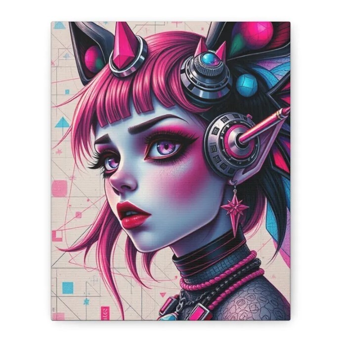 Cyber Glam Fantasy Wall Art for Modern Home Decor