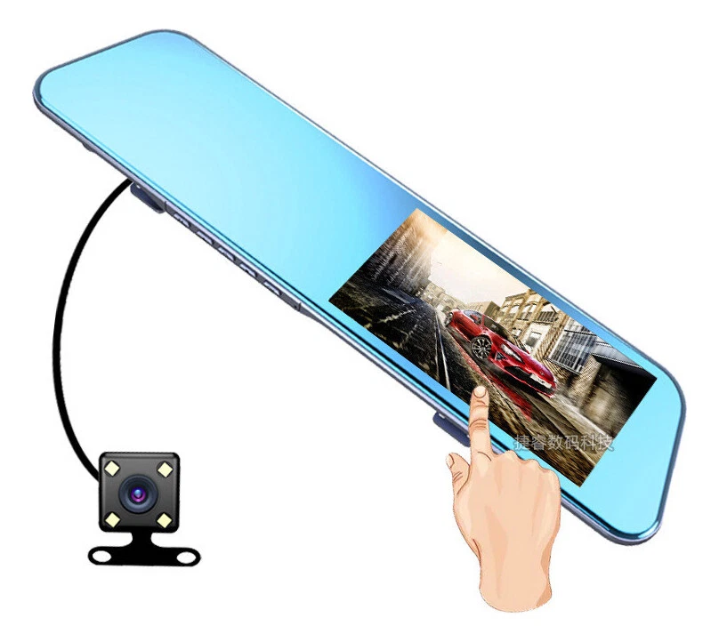 Ultra-thin 4.5-inch rearview mirror dash cam with touch screen dual recording - Image 2 of 3