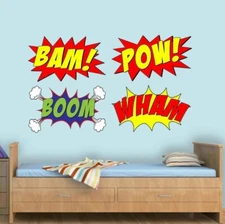 Comic Book Pack Of 4 Wall Decal Comic Book Bam Pow Boom Wham Superhero VWAQ-CB5