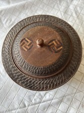 Vintage Hand Turned Wood Bowl Trinket Box w/ Lid 2.5  X 4.25  Wide