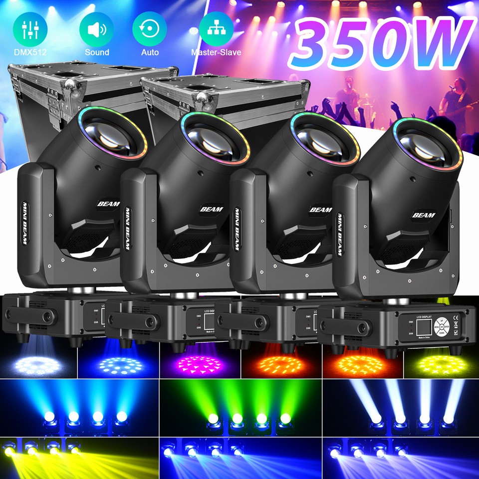 4 uds 350 W RGBW 48 Prisma DMX Moving Head luz de escenario Beam 14 Gobos DJ Show