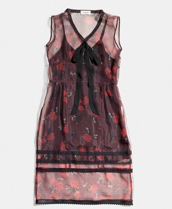 ABITO IN ORGANZA SENZA MANICHE COACH IN: ROSSO MULTICOLORE taglia 0 $695.