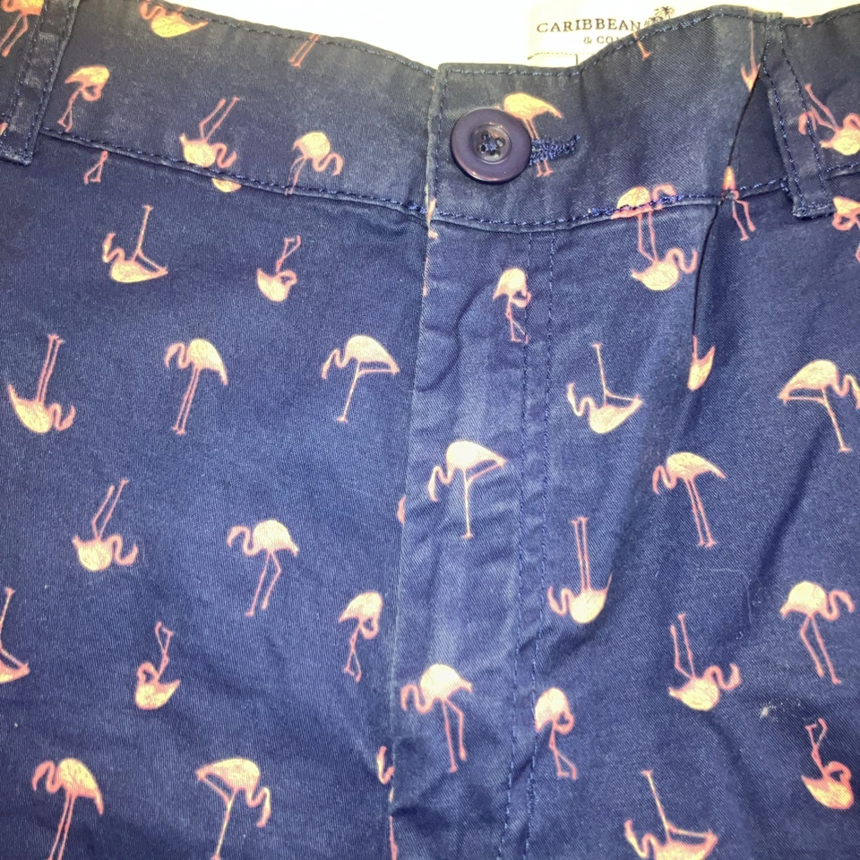 Pantalones Cortos Mujer Caribbean Joe Azul Rosa Flamenco Chino Talla 10 Playa Vacaciones #25 Foto 2 de 4