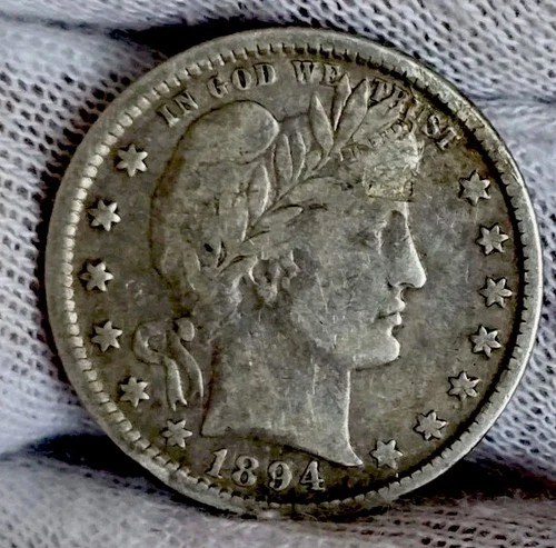 1894 BARBER QUARTER Silver U.S Type Coin