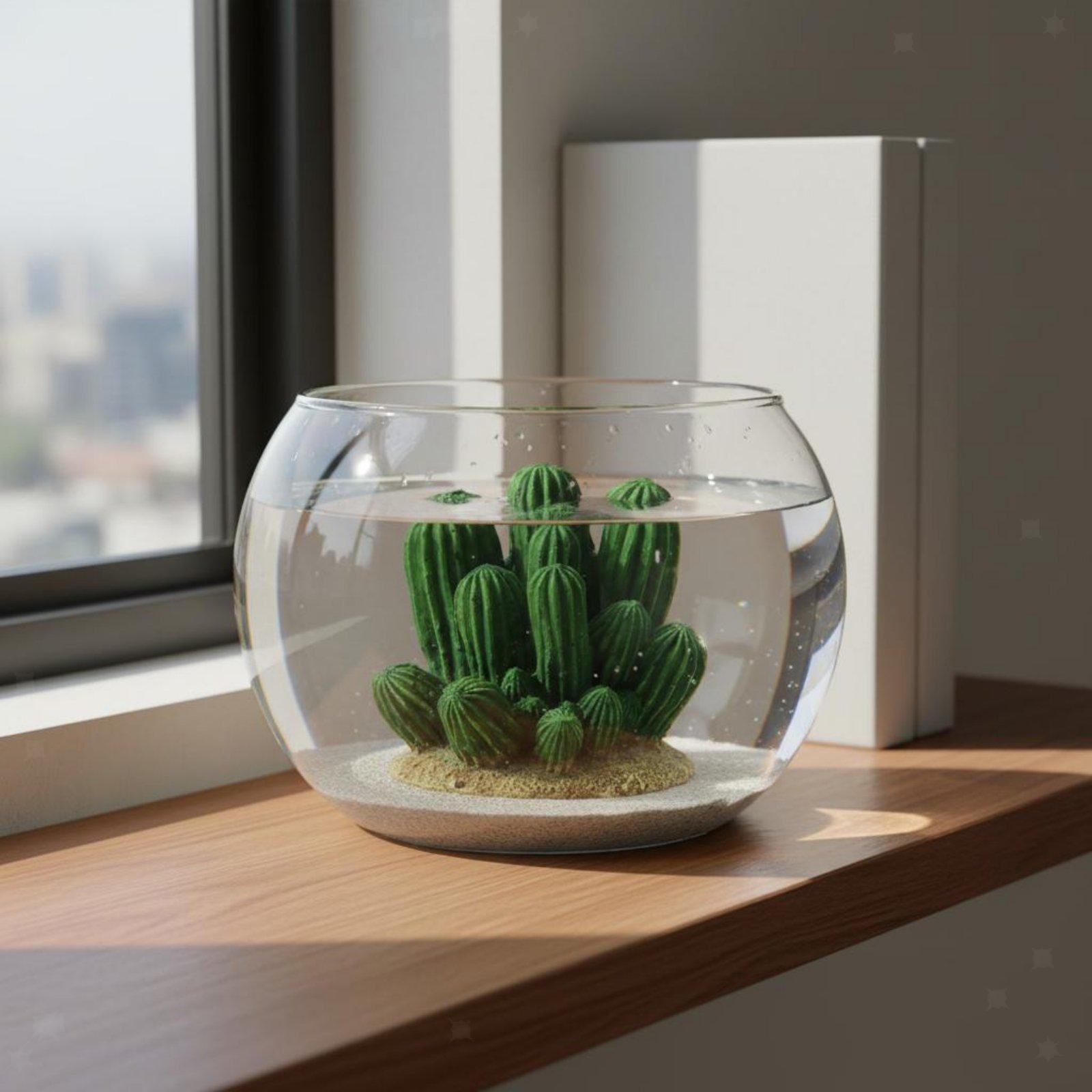 Decorazione Acquario Cactus Sicuro e Atossico Nascondiglio in Resina per Pesci foto 5