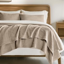 EVERGRACEHOME Cotton Ribbed Matelass  Coverlet Set, Queen Size, Urban Taupe