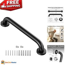 12 Inch Matte Black Shower Grab Bar - Stylish Safety Hand Rail for Bathrooms