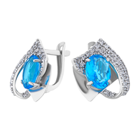 Ohrringe Kreolen 925 Silber Zirkonia Topas Echtschmuck Silberschmuck