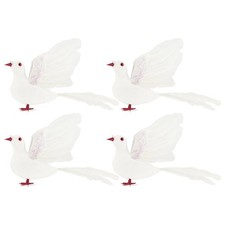 Simulated Dove Ornaments 4 Pack with Realistic Texture for Tabletop Use