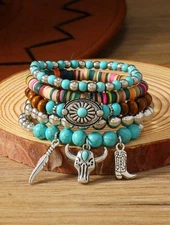 Boho Western Bracelets (5 Pieces)