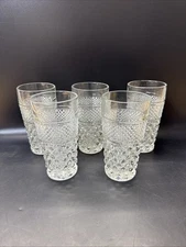 Vintage Anchor Hocking Wexford Diamond Clear Iced Tea Glasses 6.25"/ Set Of 5