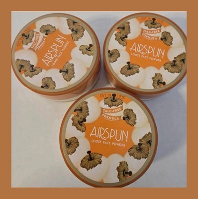 3 X Coty Airspun Loose Face Powder, 1.2 oz Each Translucent  Coverage Talc Free