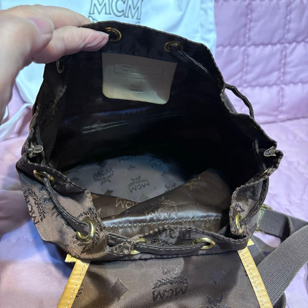 MCM Monogram Mini Backpack Brown Drawstring Vinta… - image 8