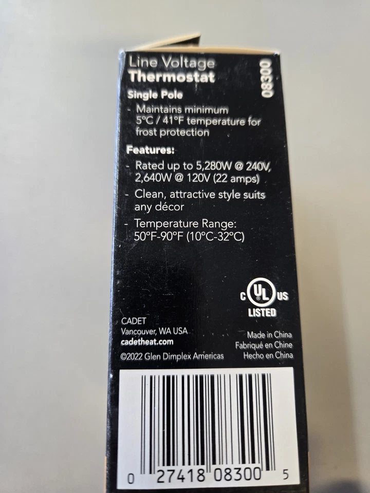 单极恒温器,白色 08300 — 第 3/4 张图片