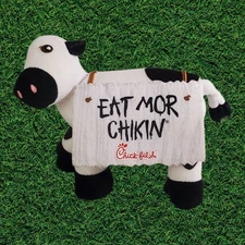 Chick Fil A 4" Plush Cow Toy - Eat Mor Chikin - Cow Wearing Sign