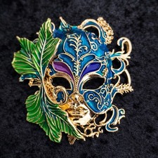 Large Statement Mask Brooch Vintage Inspired Jewellery Gift Masquerade 