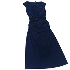 Lauren Ralph Lauren Navy Ruched Cocktail Keyhole Neckline Sheath Dress Size 4