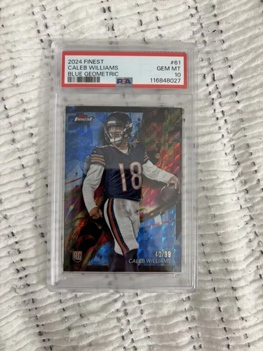 2024 Topps Finest - Caleb Williams #61 Blue Geometric Refractor /99 (RC) Psa 10