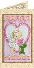 Embroidery Postcard Kit ANGEL AND ROSE Craft Gift Set