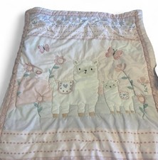Girls Crib Bedding Set Llama Butterfly Floral Pink Multicolor Quilt Sheet