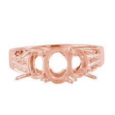 925 Sterling Silver 5x7mm Oval Semi Mount Three-Stone Ring For Wedding Ring