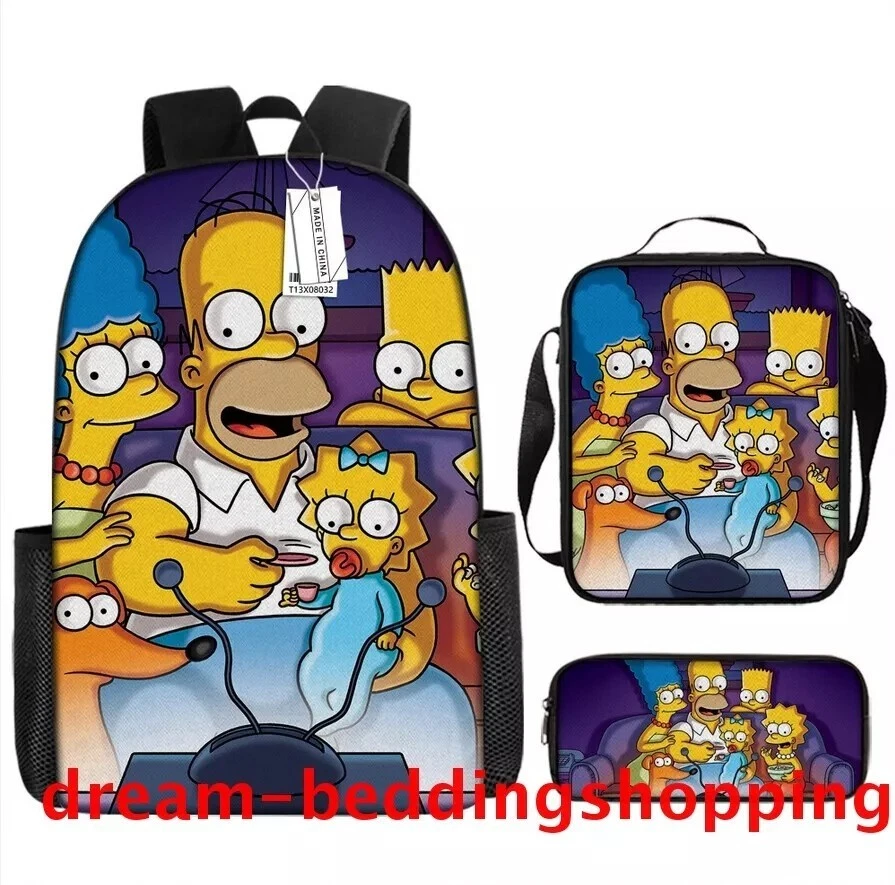 The Simpsons School Backpack Insulated Lunch Bag Rucksack Pencil Case Set Gift