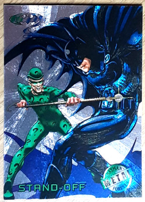 1995 Batman Forever Silver Flasher Card 87 STAND OFF.