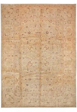 9 x 12 Neutral Warm Colors Natural Wool Chobi Peshawar Rug #F-4247