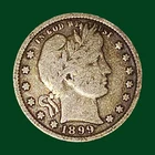 1899 Silver Barber Quarter from the Philadelphia Mint