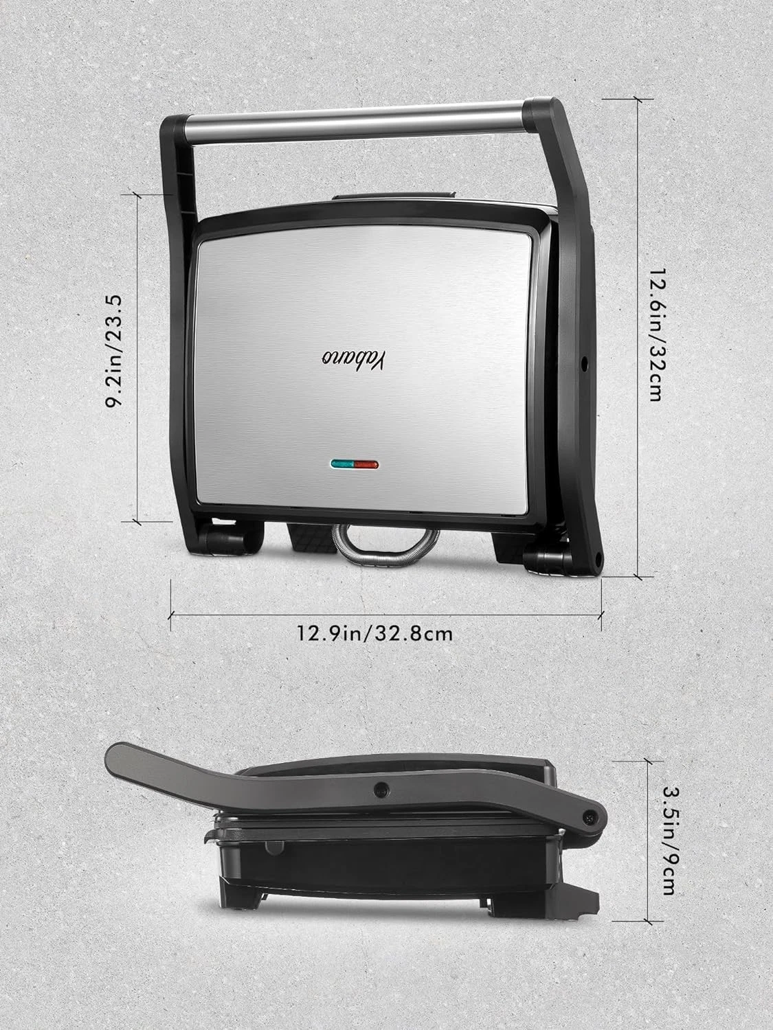 Yabano Panini Press Grill, Gourmet Sandwich Maker, Electric Indoor Grill-NIB!