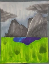 Mountainous range with stormy/ cloudy weather (Semi- Realistic) realism drawing