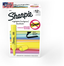 Sharpie Tank Highlighters, Chisel Tip, Fluorescent Yellow, 12 Count