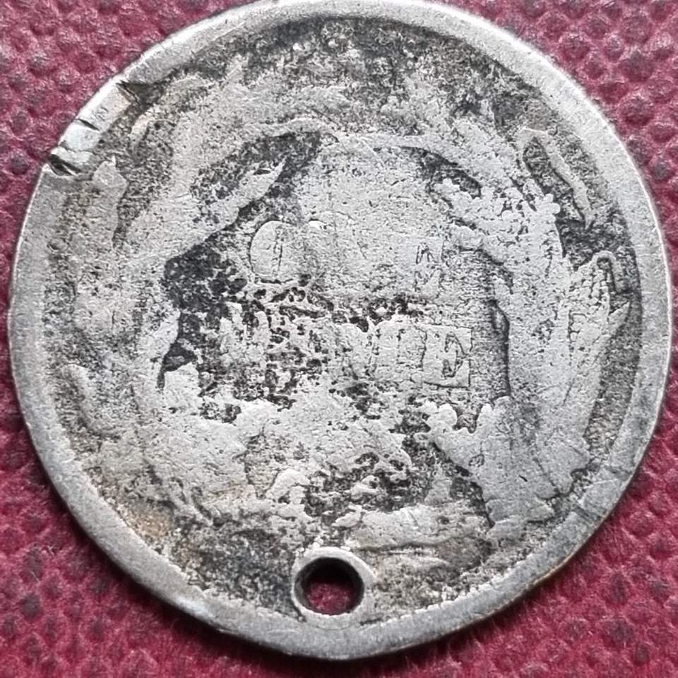 Moneda de diez centavos libertad sentada 1866 10c fecha rara detalles circulados #92977 Foto 2 de 2