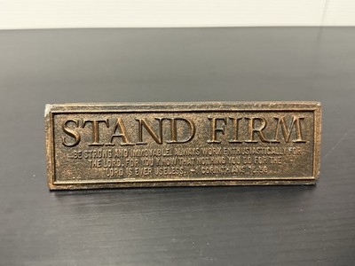 Stand Firm Reminder Hammered Copper 6.5 x 2.25 Cast Stone Desktop Plaque