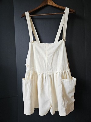 ee:some Los Angeles Cream Cotton Linen Romper L Oversized Pocket NWT