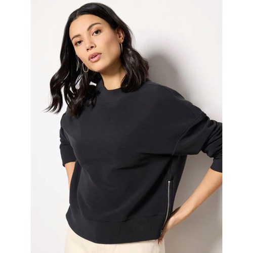 Eton, Varley Eton Crewneck Side Zipper Boxy Sweat Sweatshirt Black Size Small