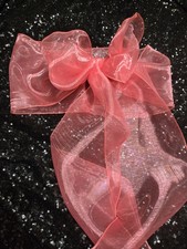 20 pcs Sheer Chair Decor Bow Sash 104"x7" Coral 4 Wedding Party Banquet Organza