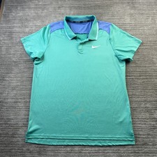 Nike Polo Shirt Mens Large Green Court Tennis Advantage Dri Fit