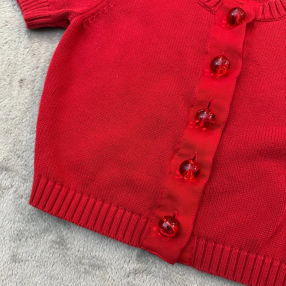 Cárdigan Suéter Vintage Betsey Johnson Etiqueta Negra Rojo Abotonado PEQUEÑO AÑOS 90 Y2K Foto 2 de 4