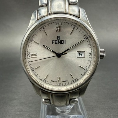 Fendi Orologi Watch Men 35mm Silver Dial Silver Tone Date Round