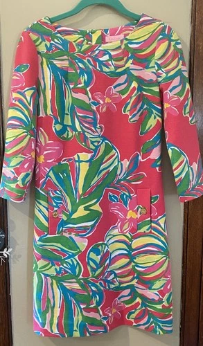 Lilly Pulitzer Multicolor Charlene Jungle Dress Faux Pockets Size XS Lovely