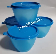 TUPPERWARE Refrigerator Bowls 14oz  Tropical Blue Nesting Stacking Set 4 New