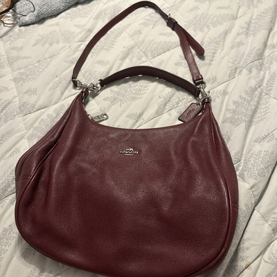COACH Harley Burgundy Pebble Leather Large Shoulder Bag Hobo Purse Convertible