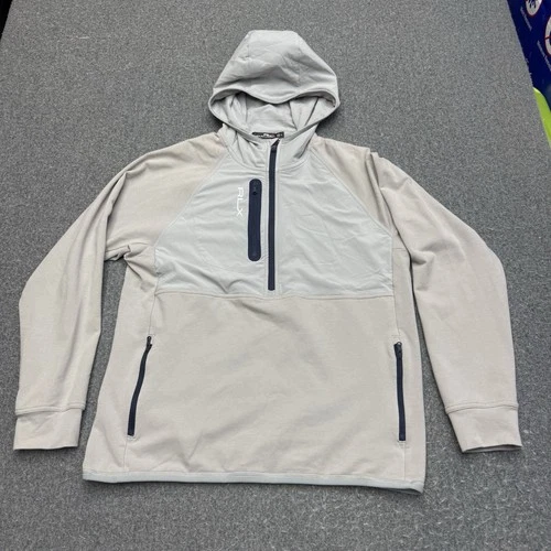 Ralph Lauren RLX Performance Hybrid Half Zip Hoodie Pullover Mens Medium Golf video thumbnail