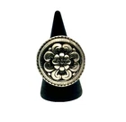 Vintage 925 Sterling Silver Domed Concho Style Floral  Statement Ring Size 7.5